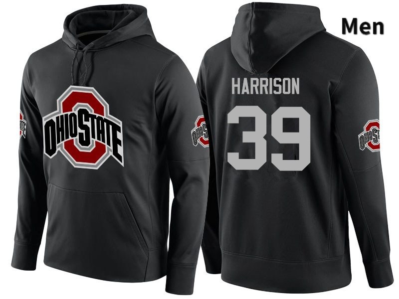 Ohio State Buckeyes Malik Harrison Men's #39 Black Name Number College Football Hoodies